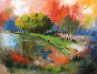 Tahir Bilal Ummi, 36 x 48 Inch, Oil on Canvas, Landscape Painting, AC-TBL-038